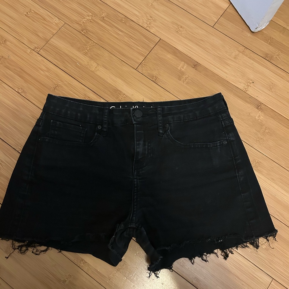 Calvin Klein Jeans Black Frayed Denim Shorts